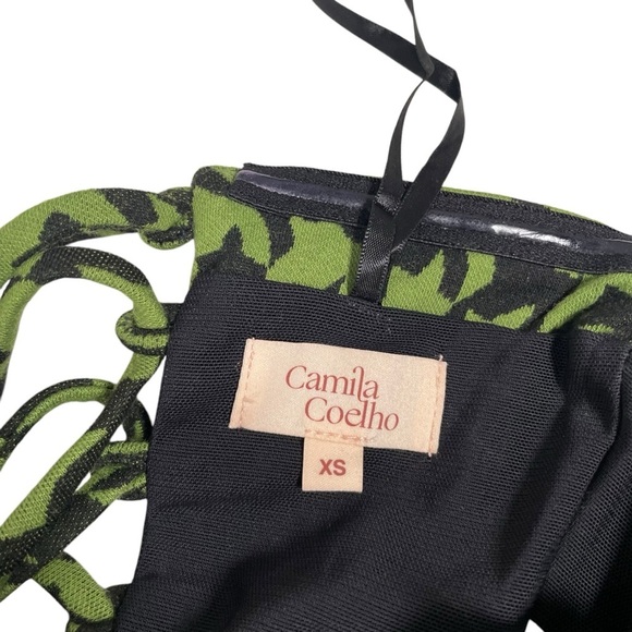 Camila Coelho Size XS Seraphina Corset Top in Green & Black Houndstooth - Picture 7 of 8